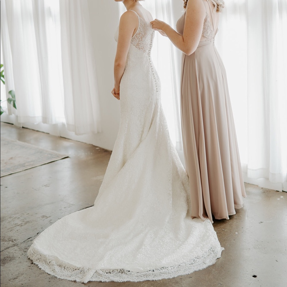Asymmetrical Lace Wedding Dress With Train